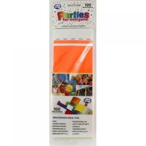 100 Pack Orange Wristbands