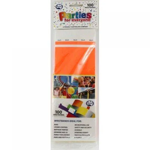 100 Pack Orange Wristbands