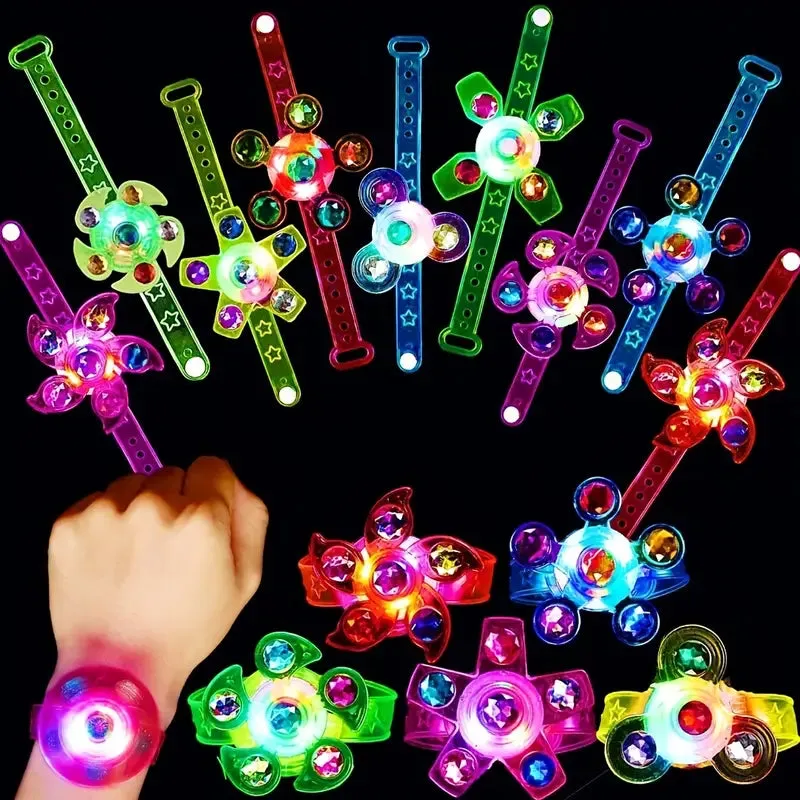 12-Pack: LED Cartoon Spinning Fidget Wristband