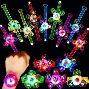 12-Pack: LED Cartoon Spinning Fidget Wristband