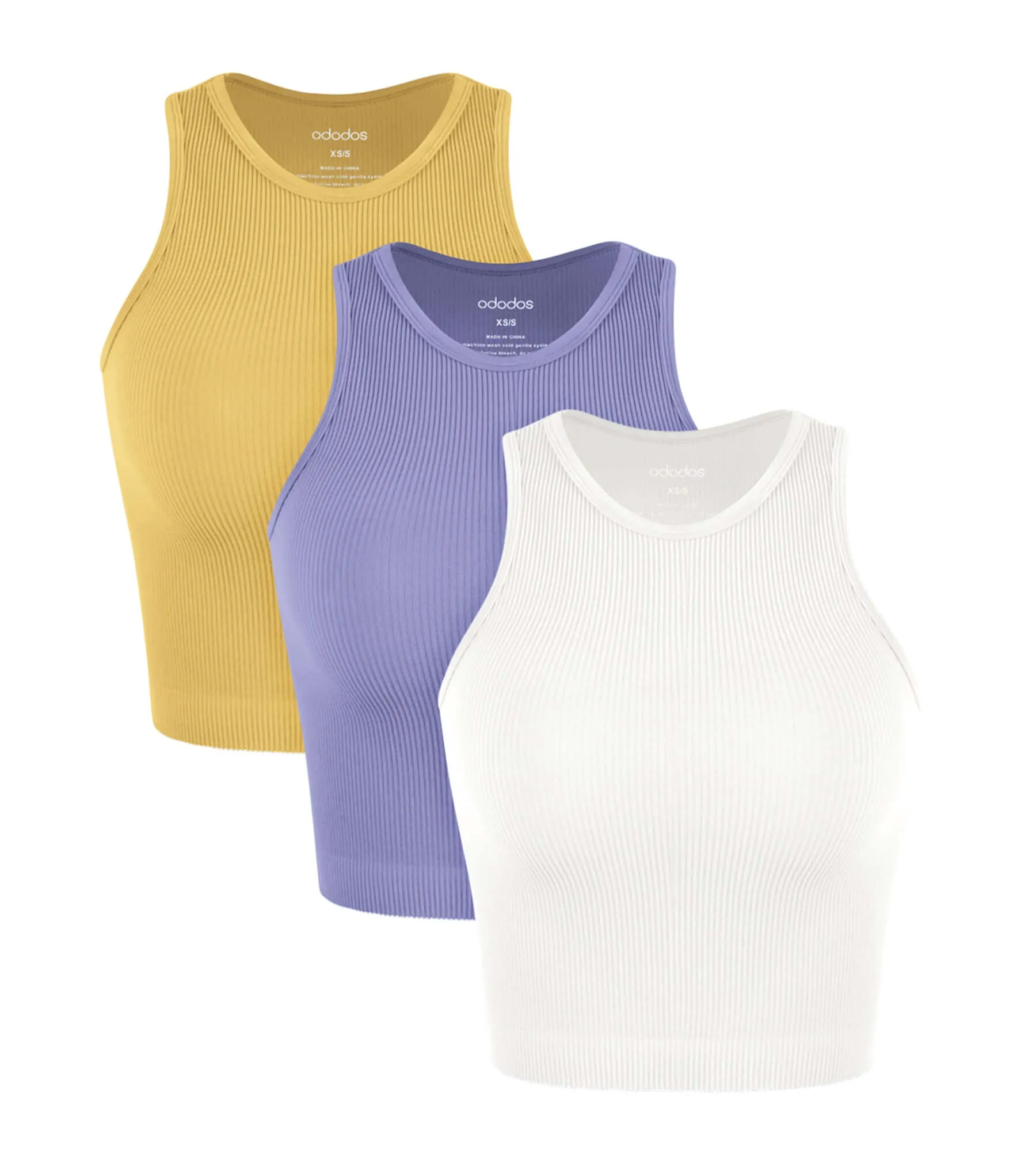 3-Pack Seamless Ribbed High Neck Tank Tops