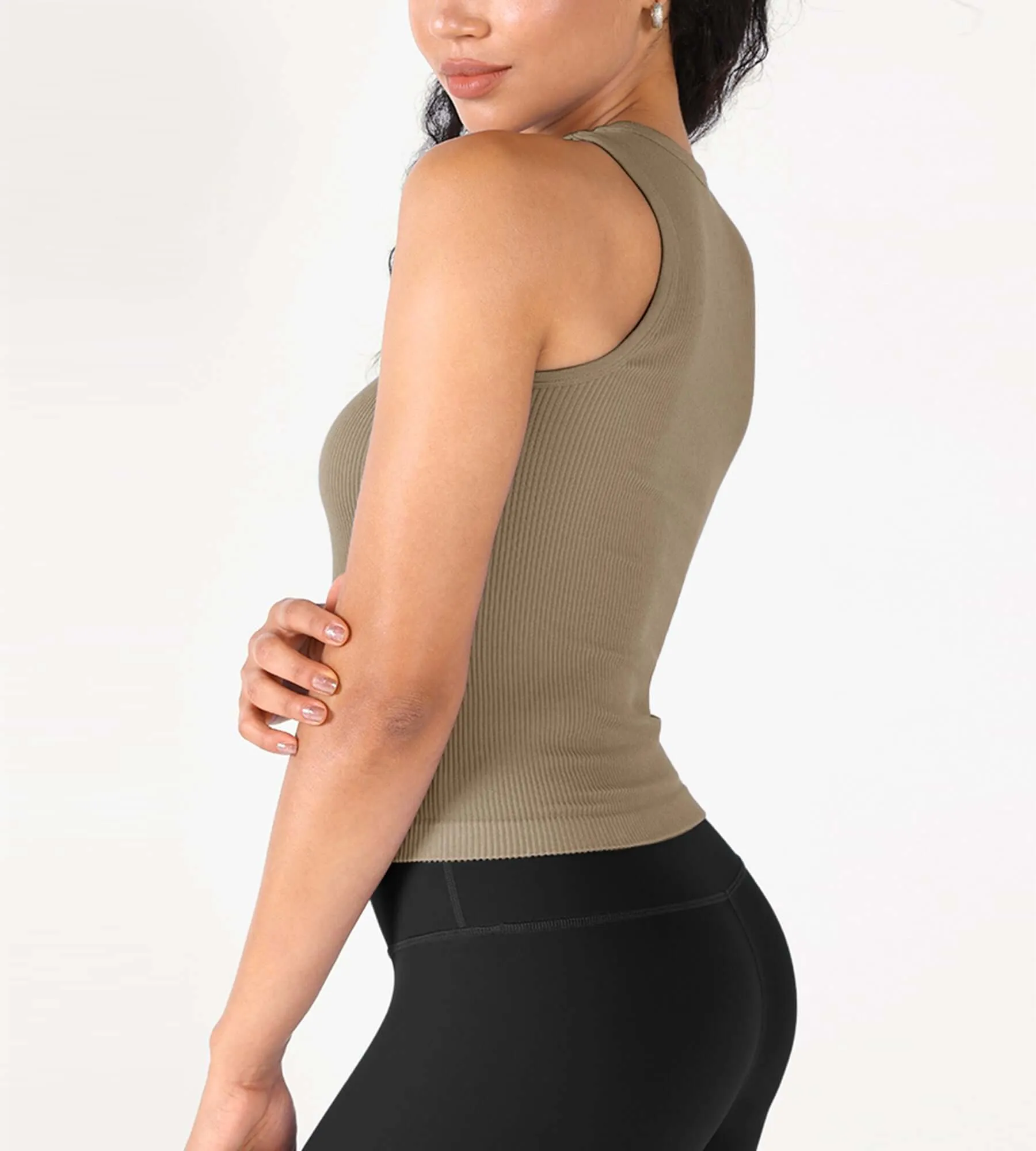 3-Pack Seamless Ribbed High Neck Tank Tops
