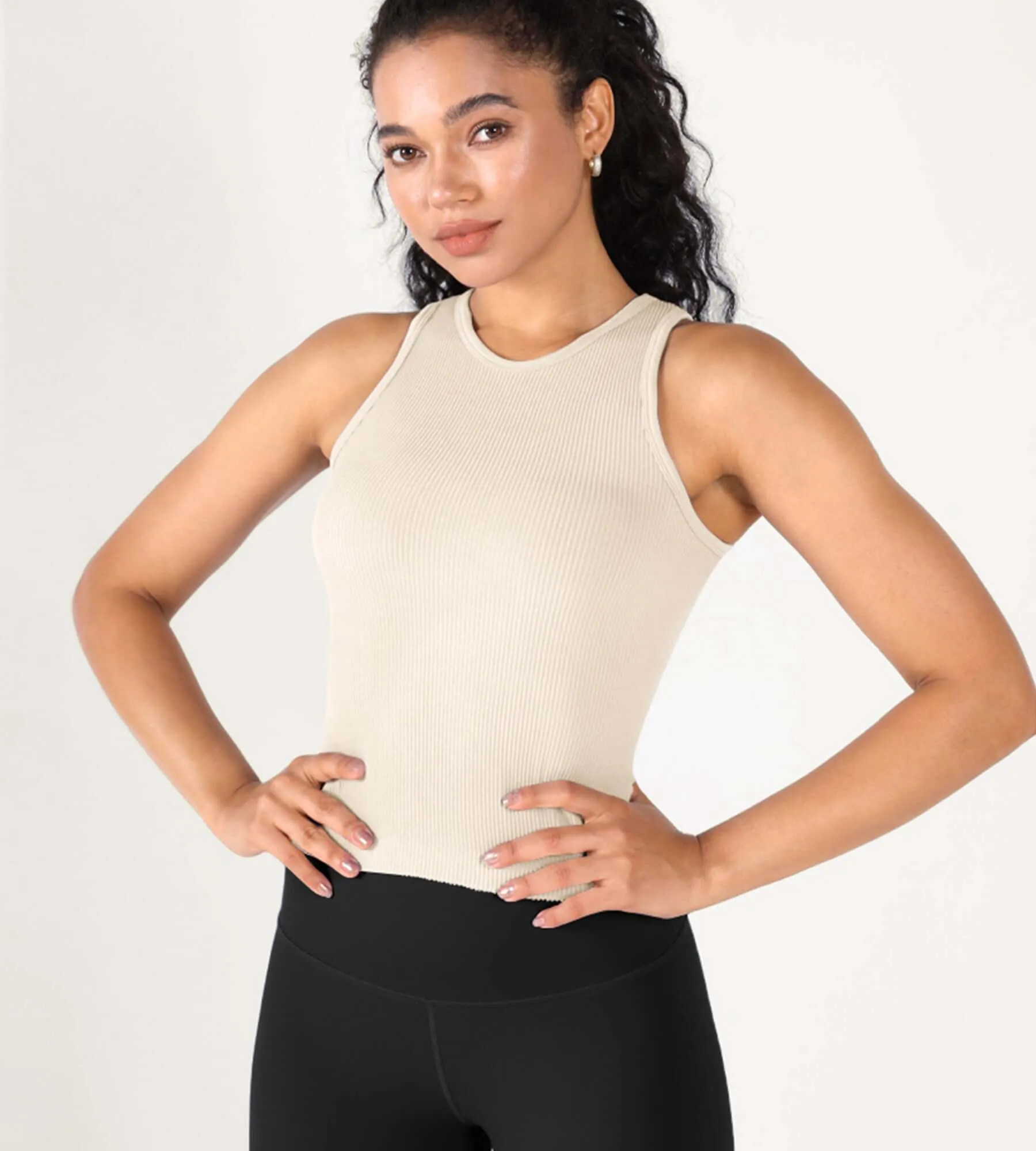 3-Pack Seamless Ribbed High Neck Tank Tops