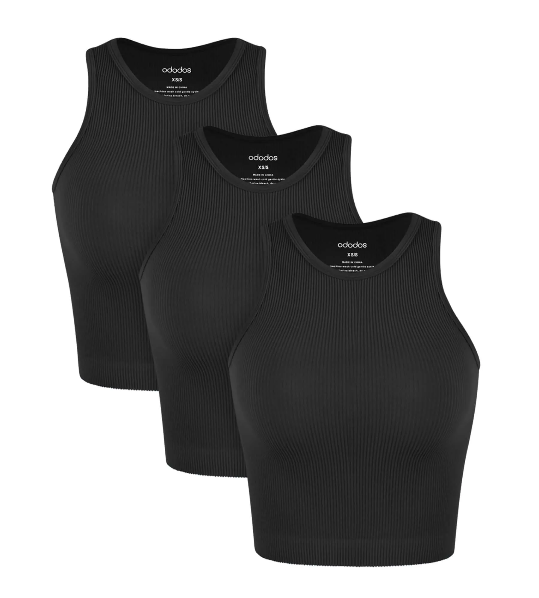 3-Pack Seamless Ribbed High Neck Tank Tops