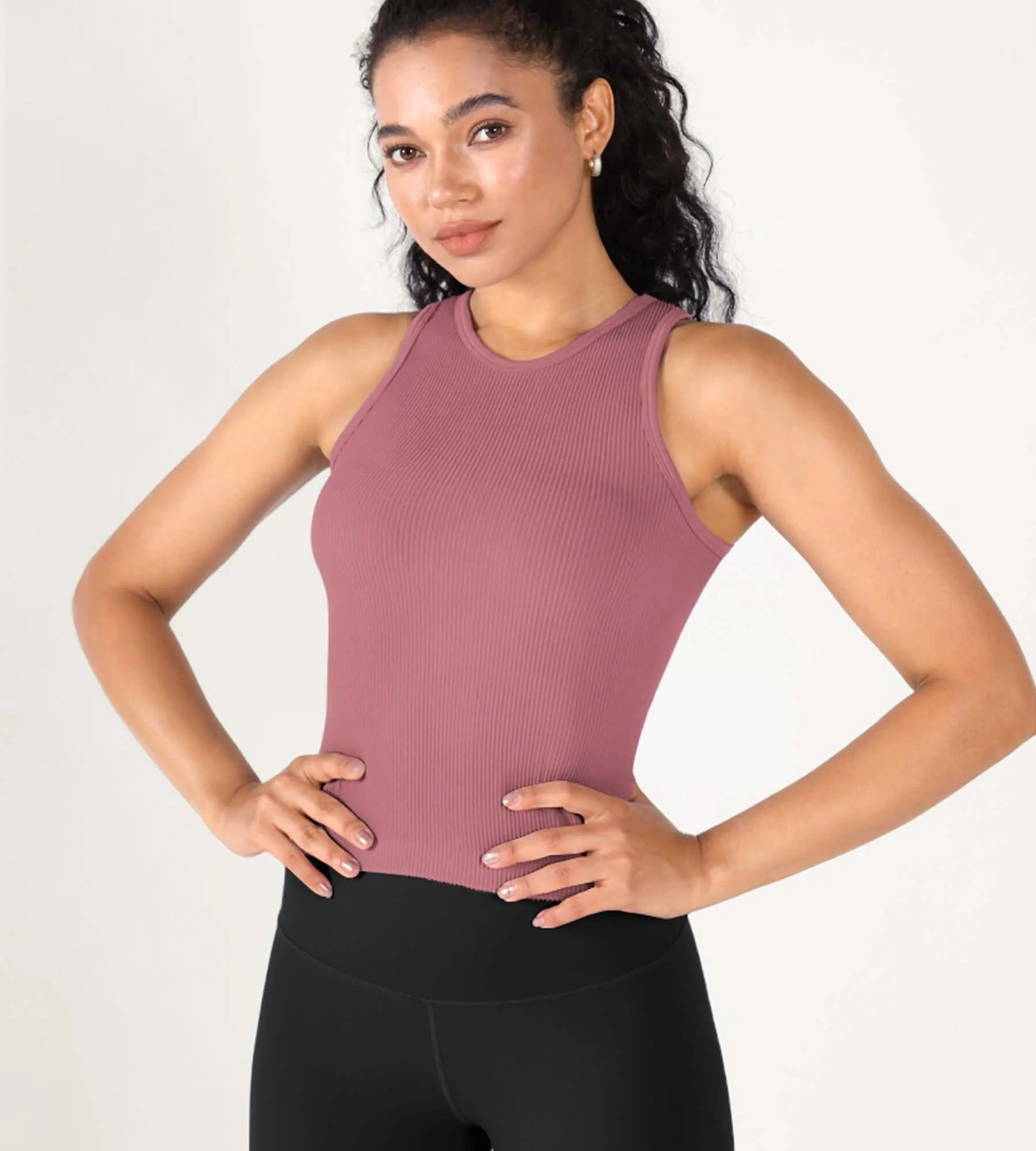 3-Pack Seamless Ribbed High Neck Tank Tops