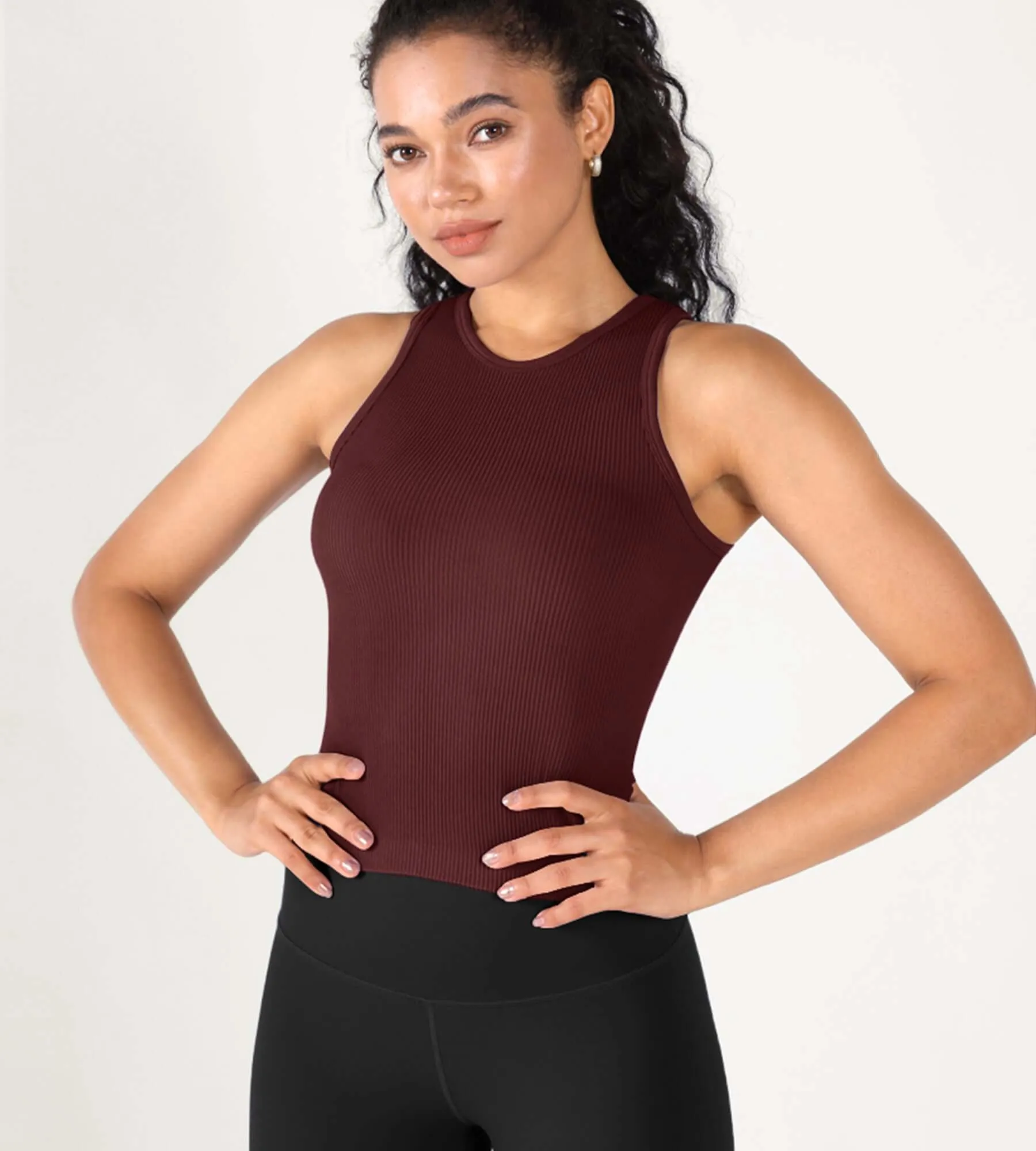 3-Pack Seamless Ribbed High Neck Tank Tops