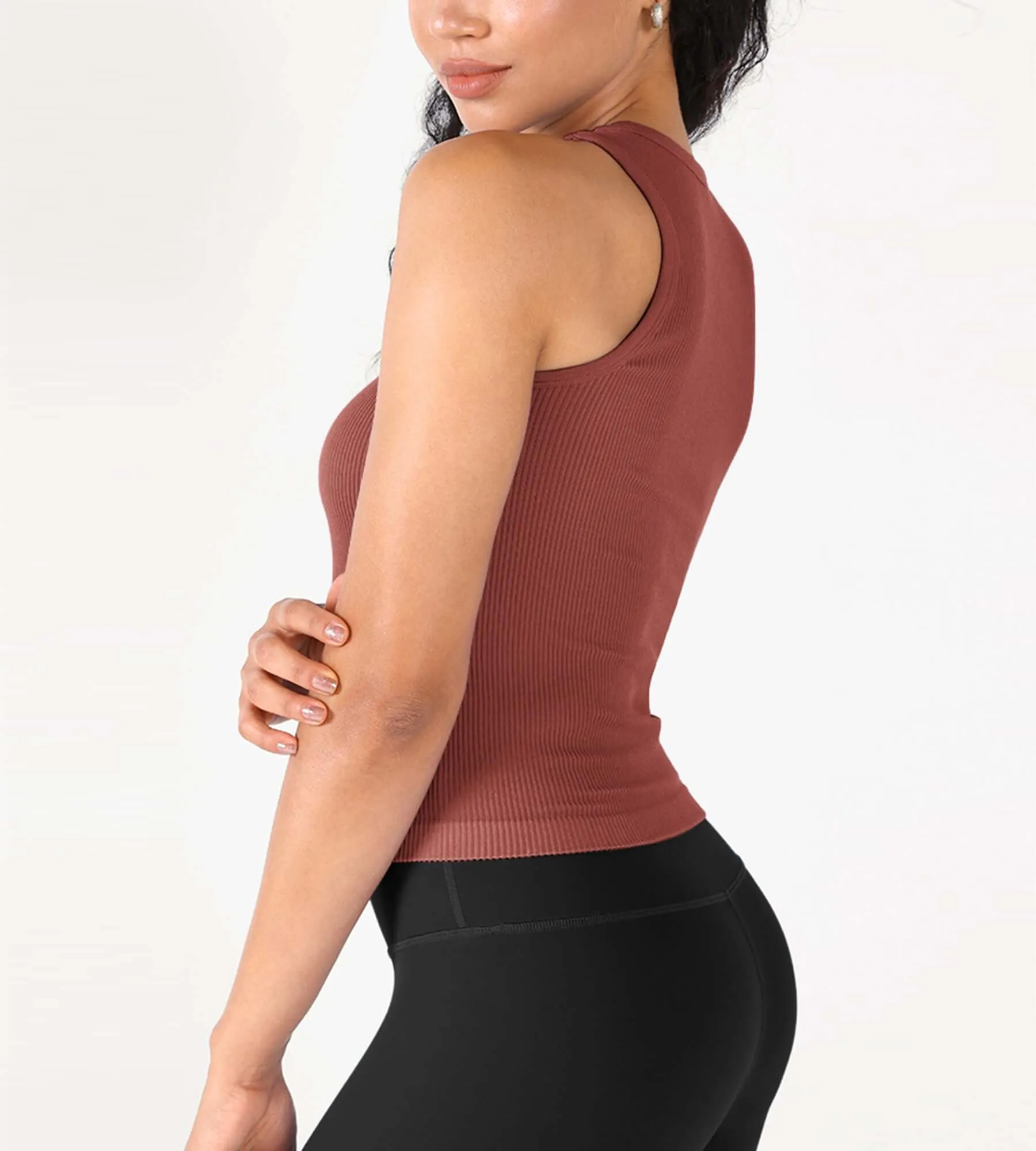 3-Pack Seamless Ribbed High Neck Tank Tops