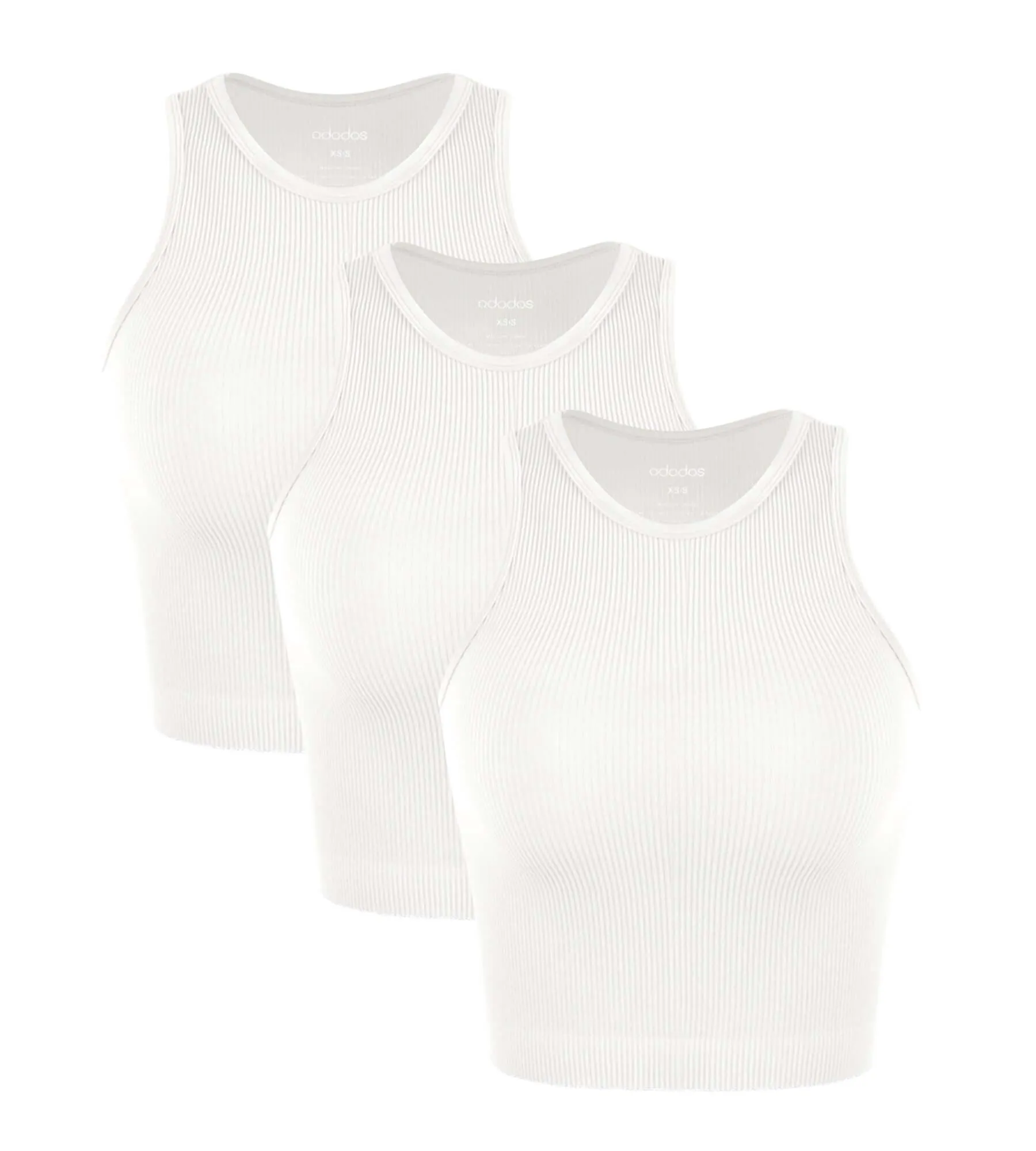 3-Pack Seamless Ribbed High Neck Tank Tops