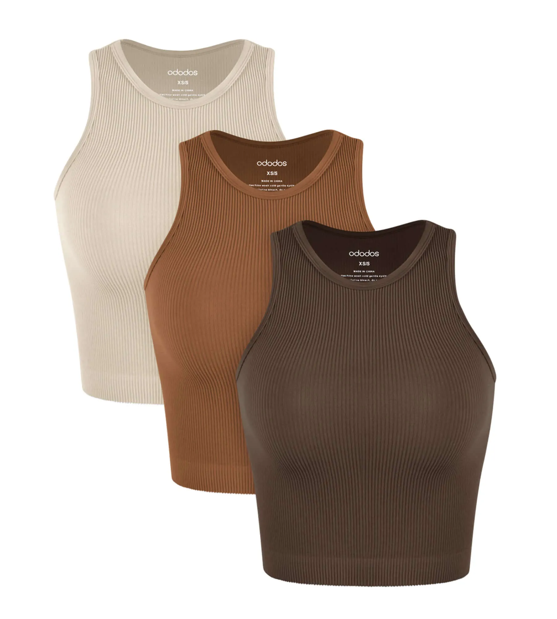 3-Pack Seamless Ribbed High Neck Tank Tops