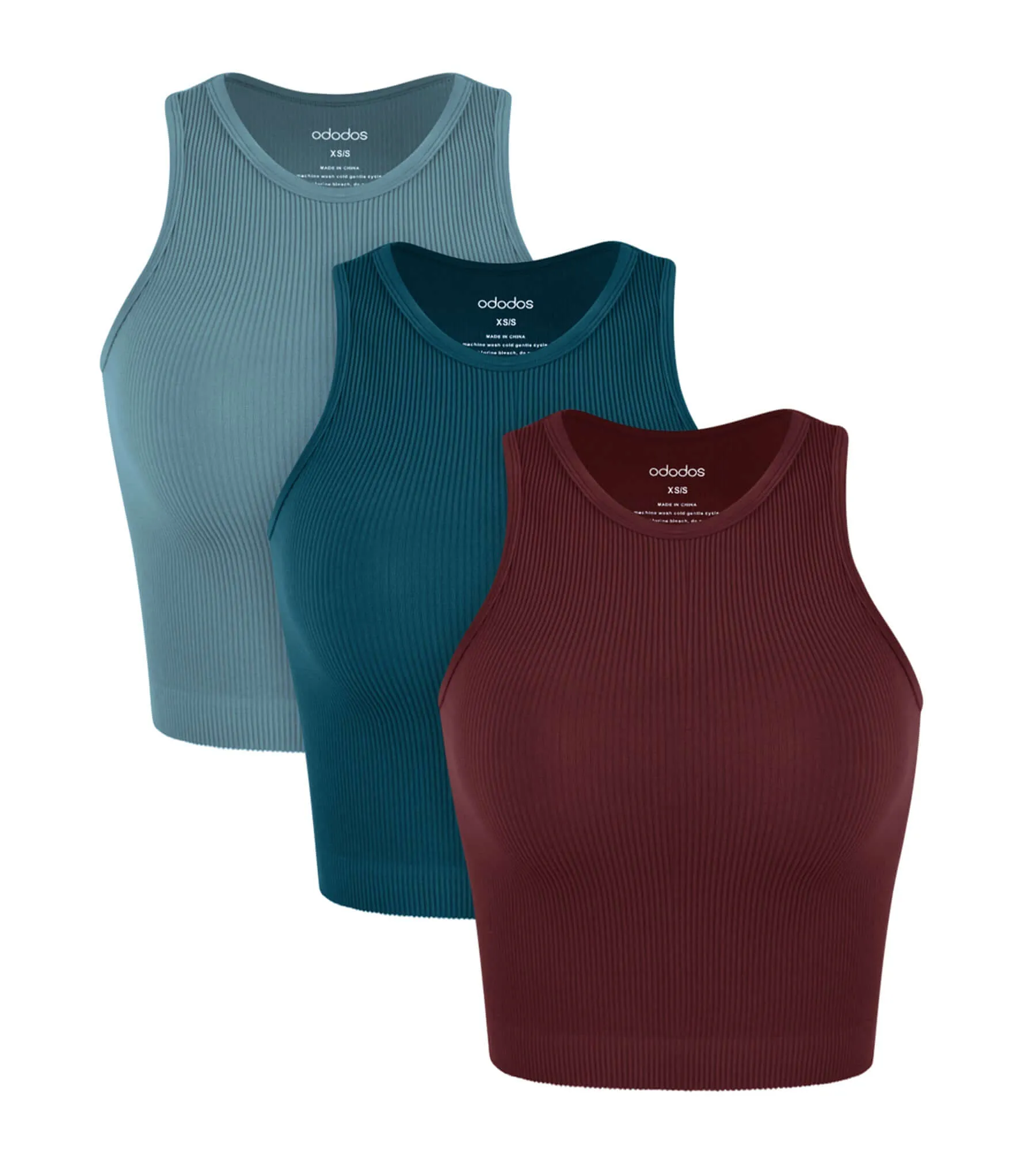 3-Pack Seamless Ribbed High Neck Tank Tops