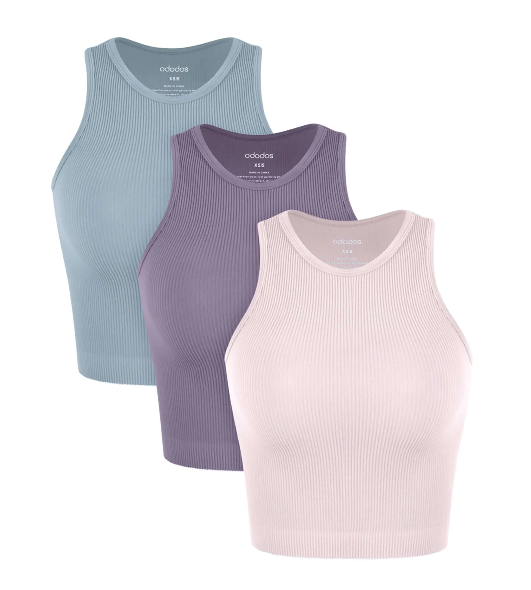 3-Pack Seamless Ribbed High Neck Tank Tops