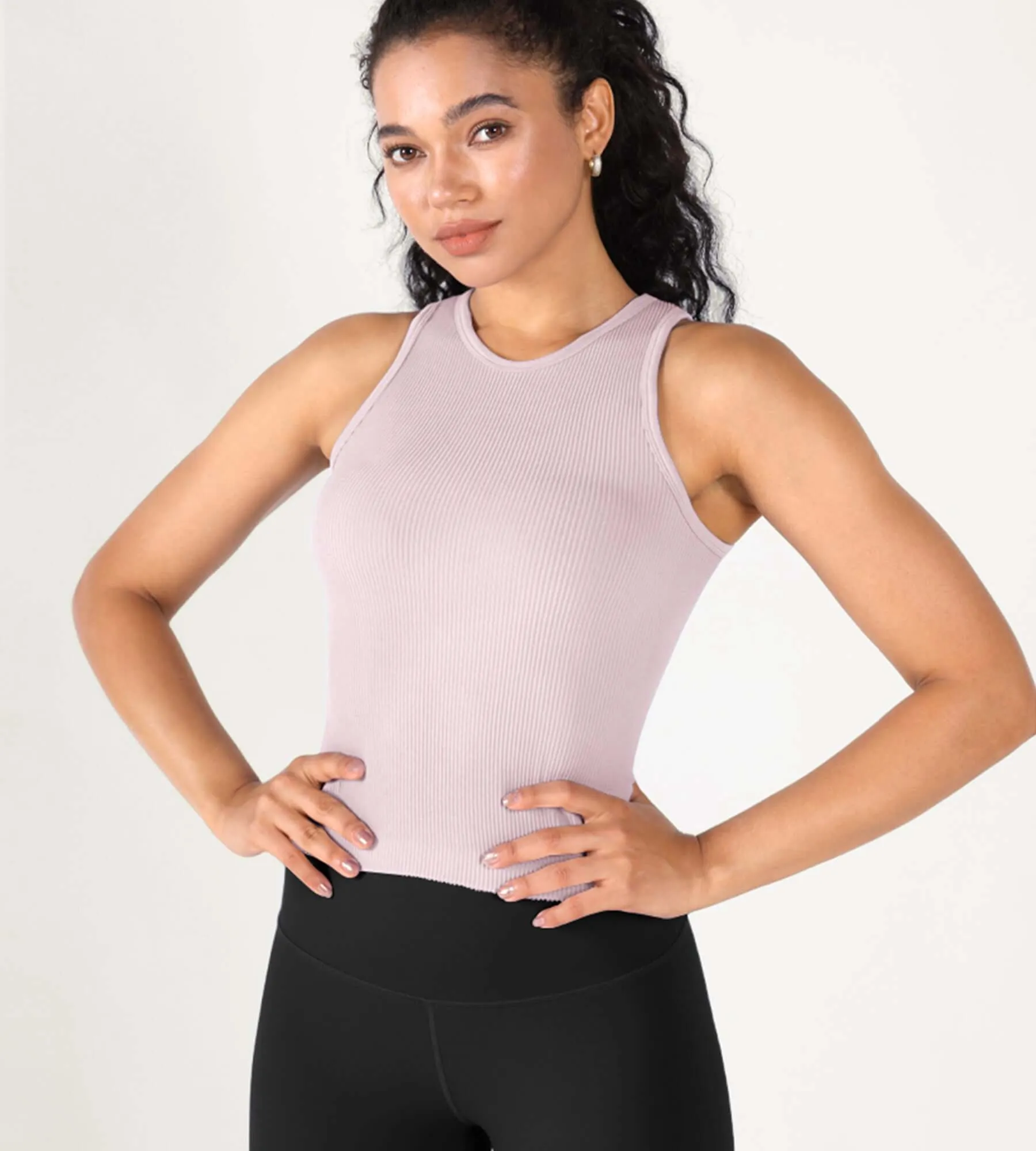 3-Pack Seamless Ribbed High Neck Tank Tops