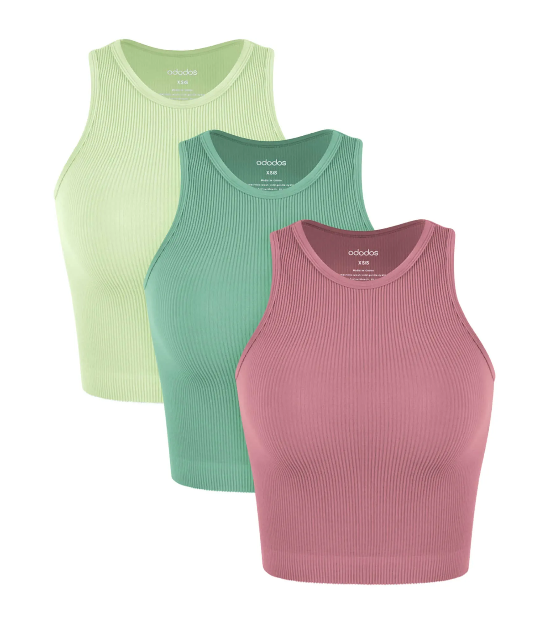 3-Pack Seamless Ribbed High Neck Tank Tops