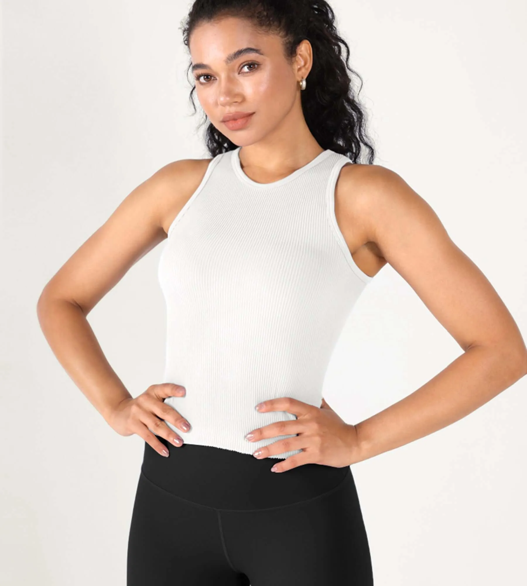3-Pack Seamless Ribbed High Neck Tank Tops