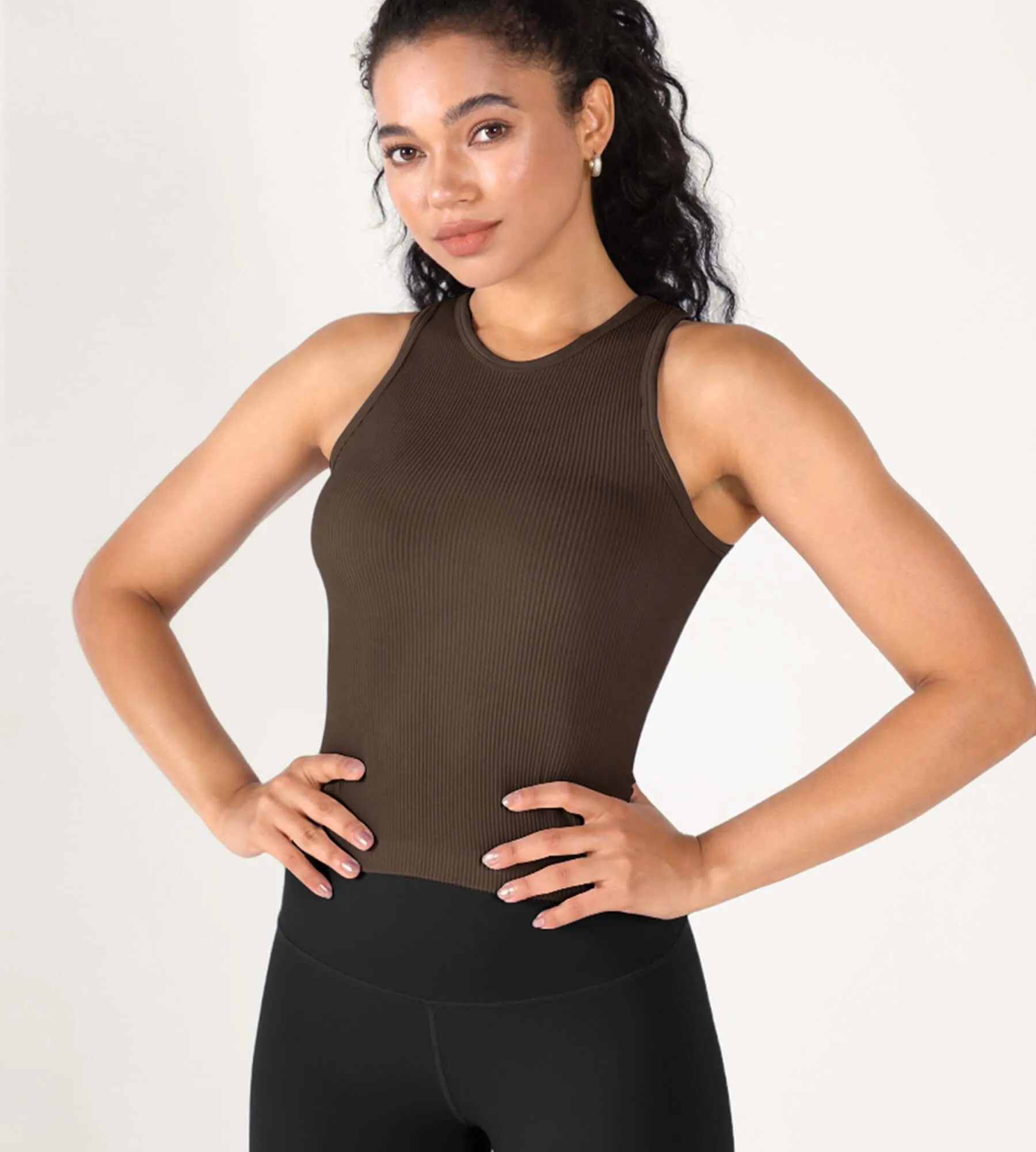 3-Pack Seamless Ribbed High Neck Tank Tops