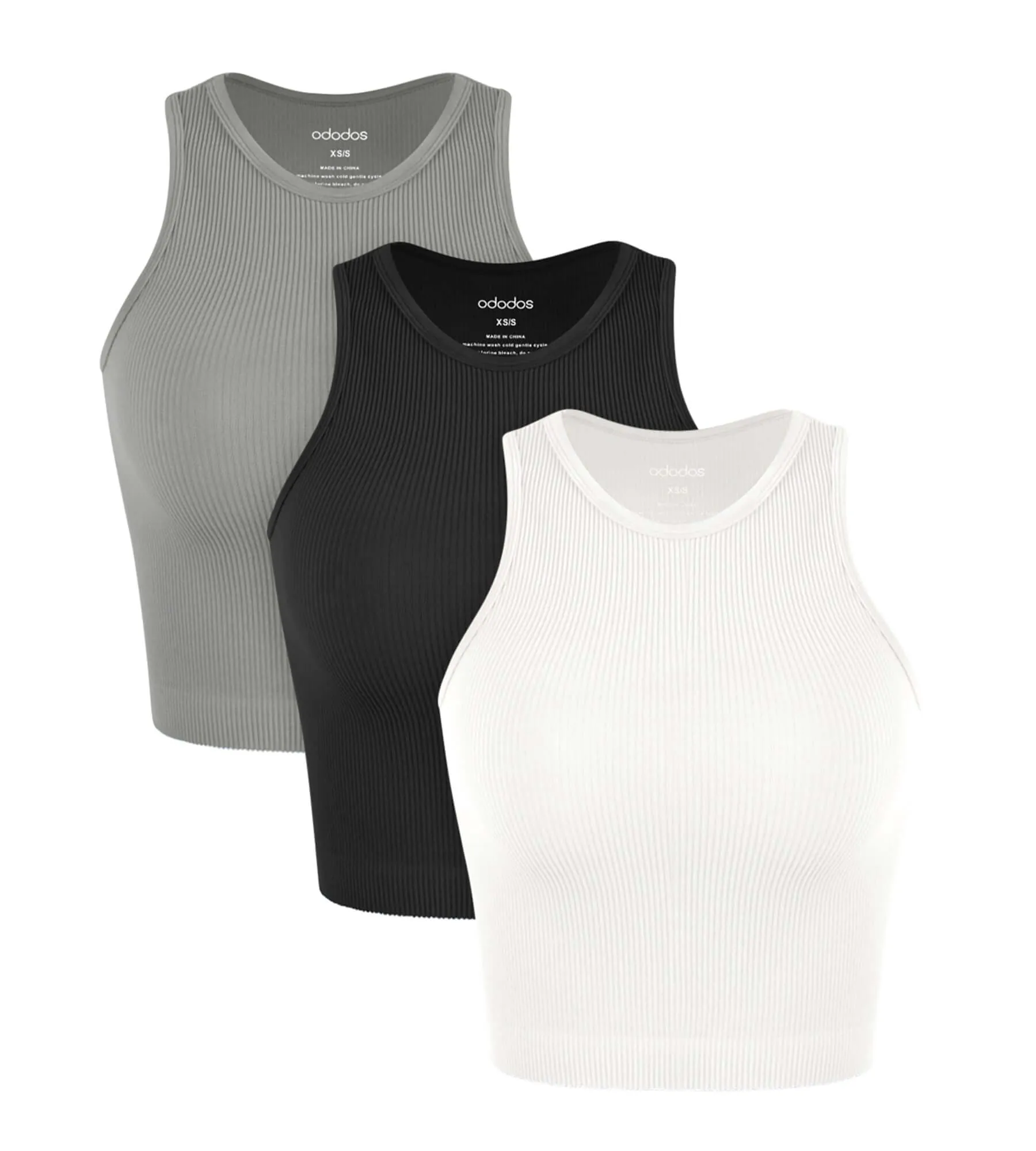 3-Pack Seamless Ribbed High Neck Tank Tops