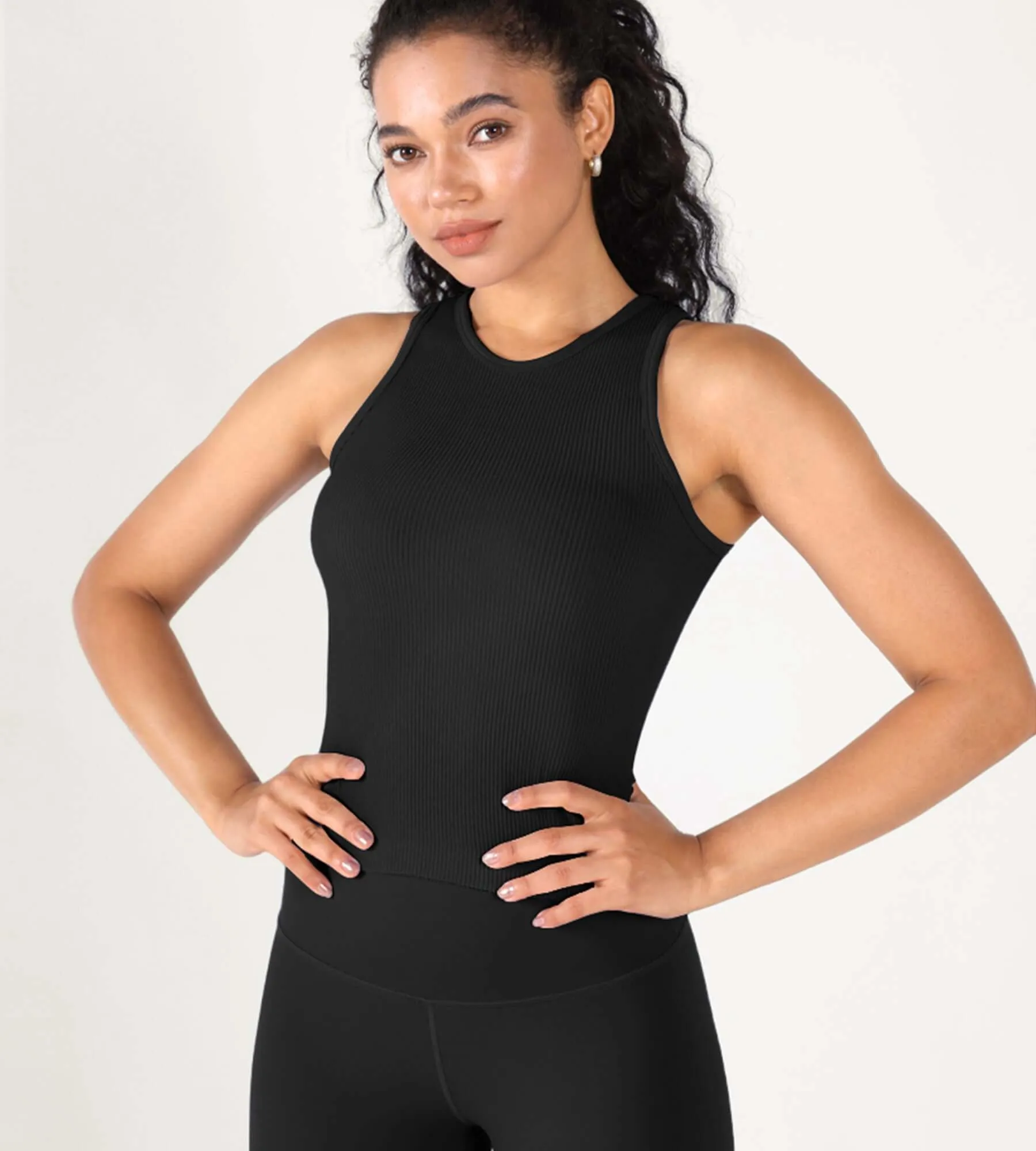 3-Pack Seamless Ribbed High Neck Tank Tops