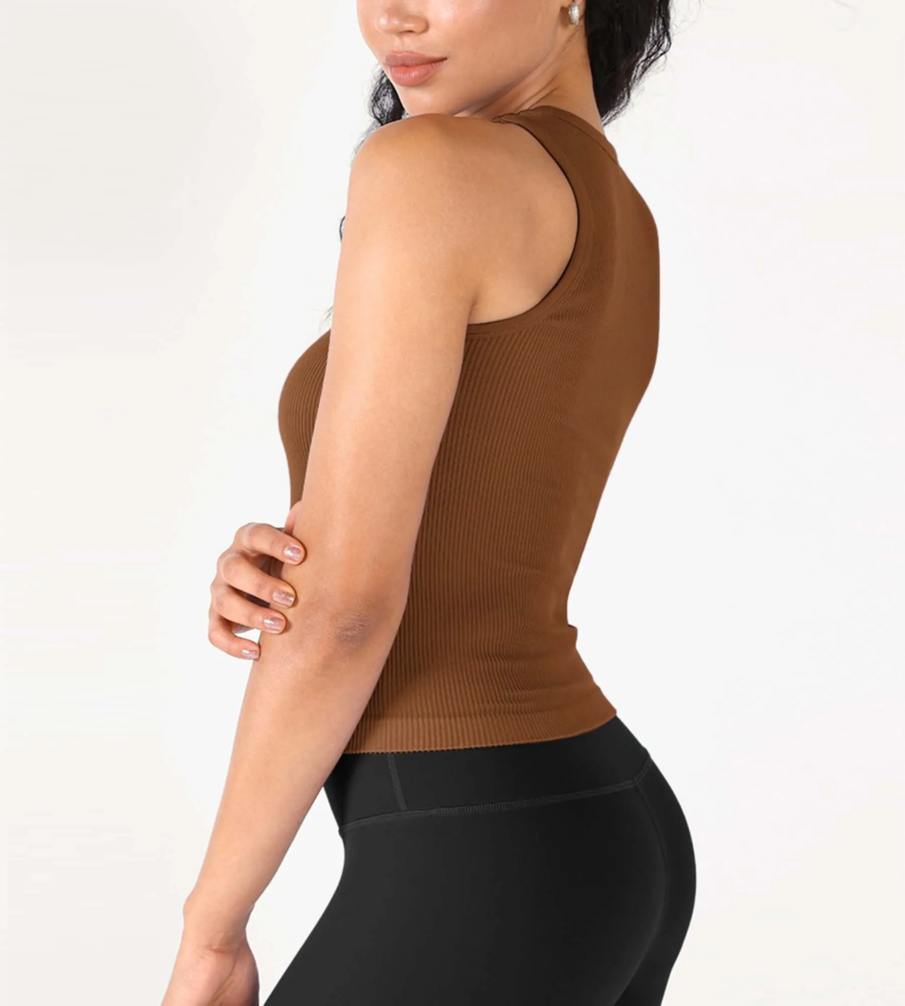 3-Pack Seamless Ribbed High Neck Tank Tops