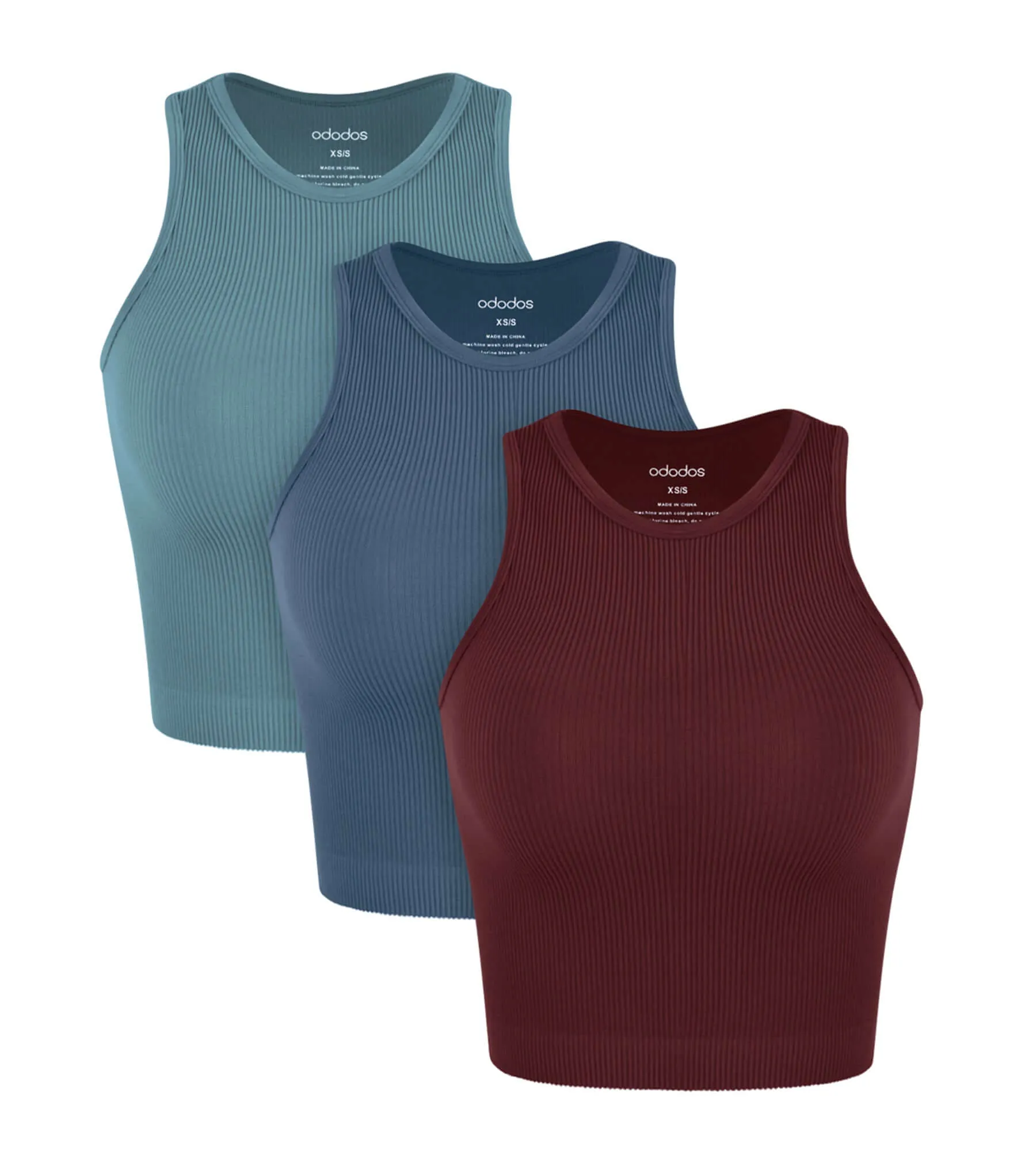 3-Pack Seamless Ribbed High Neck Tank Tops
