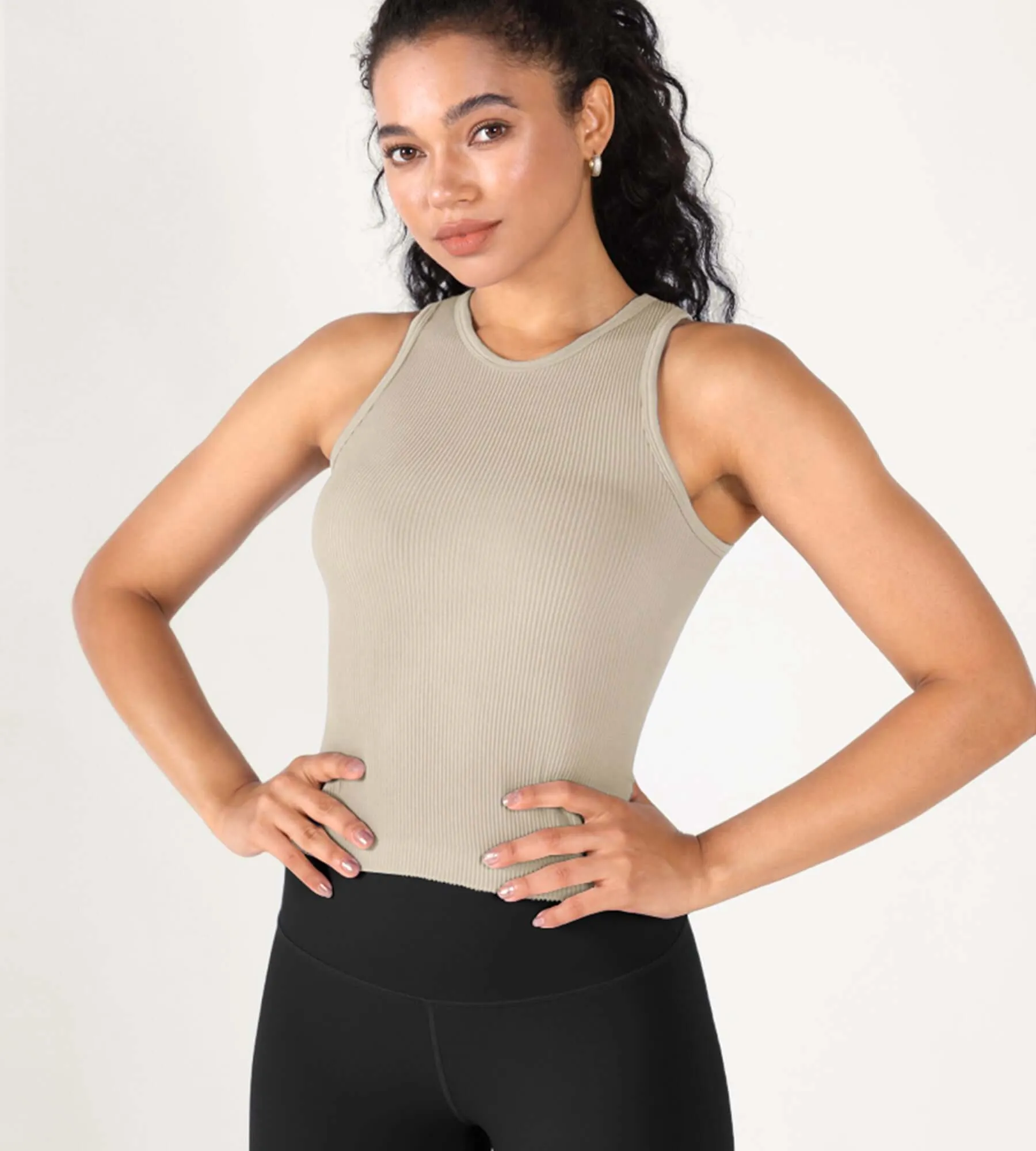 3-Pack Seamless Ribbed High Neck Tank Tops