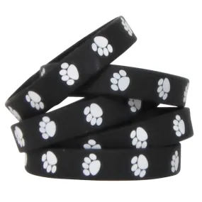 #37732 BLACK W WHITE PAW PRINTS WRISTBANDS 10/PK