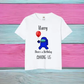 Among Us Novelty Kids Birthday T-Shirt, Quality Printed, Any Name