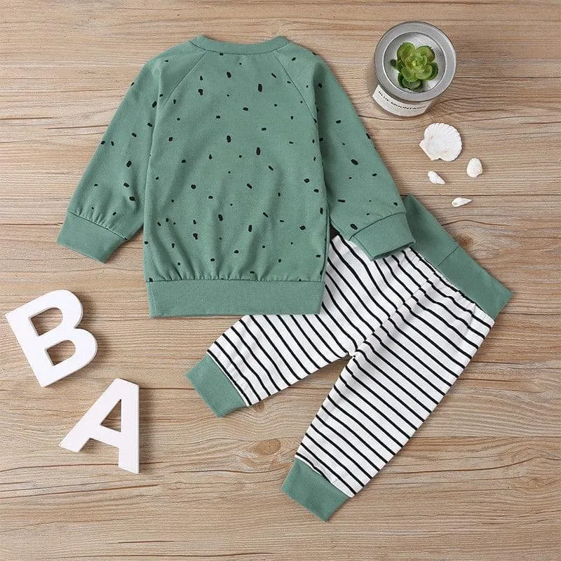 Bear Print Sweatshirt and Sweatpants Set
