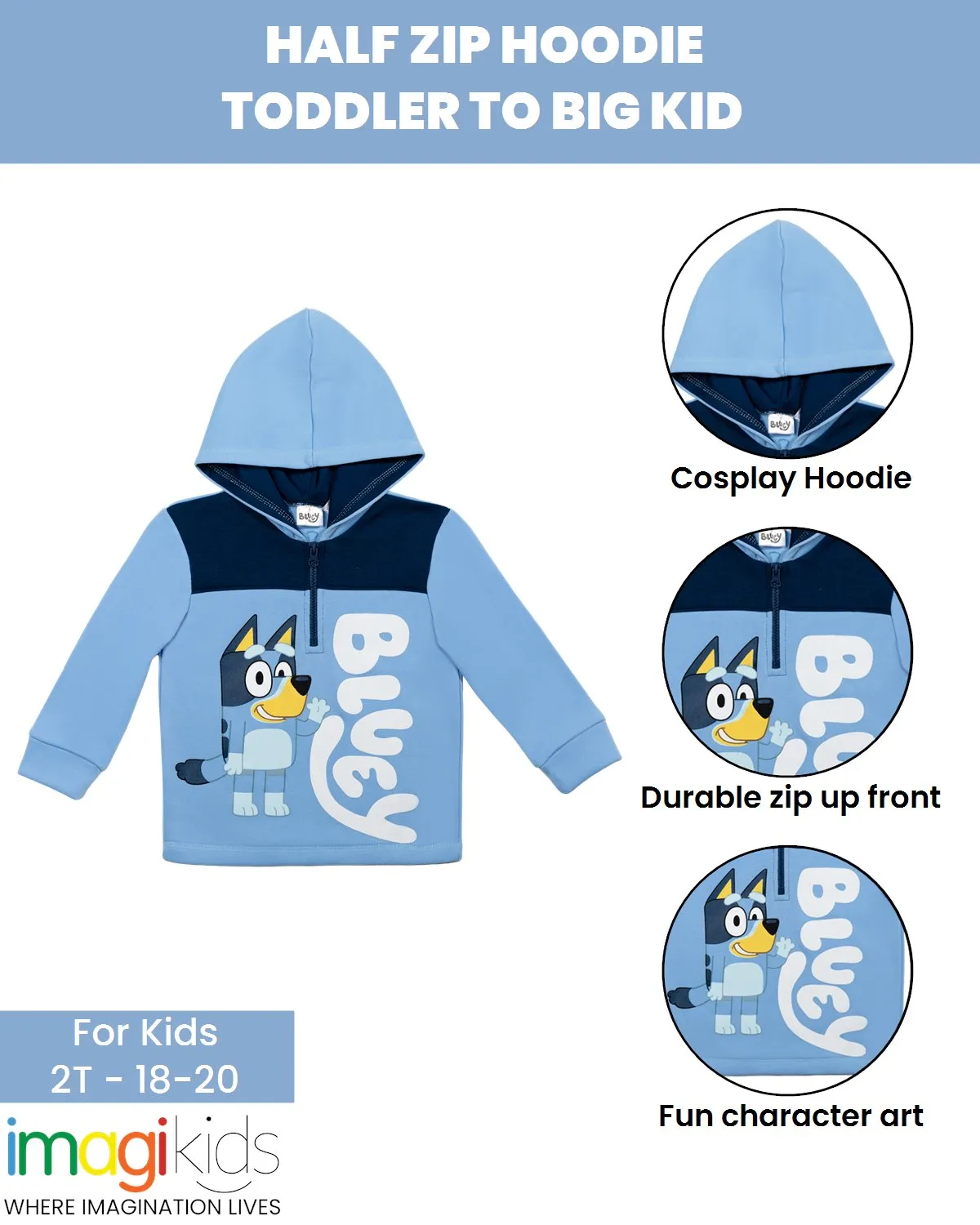 Bluey Fleece Half Zip Hoodie