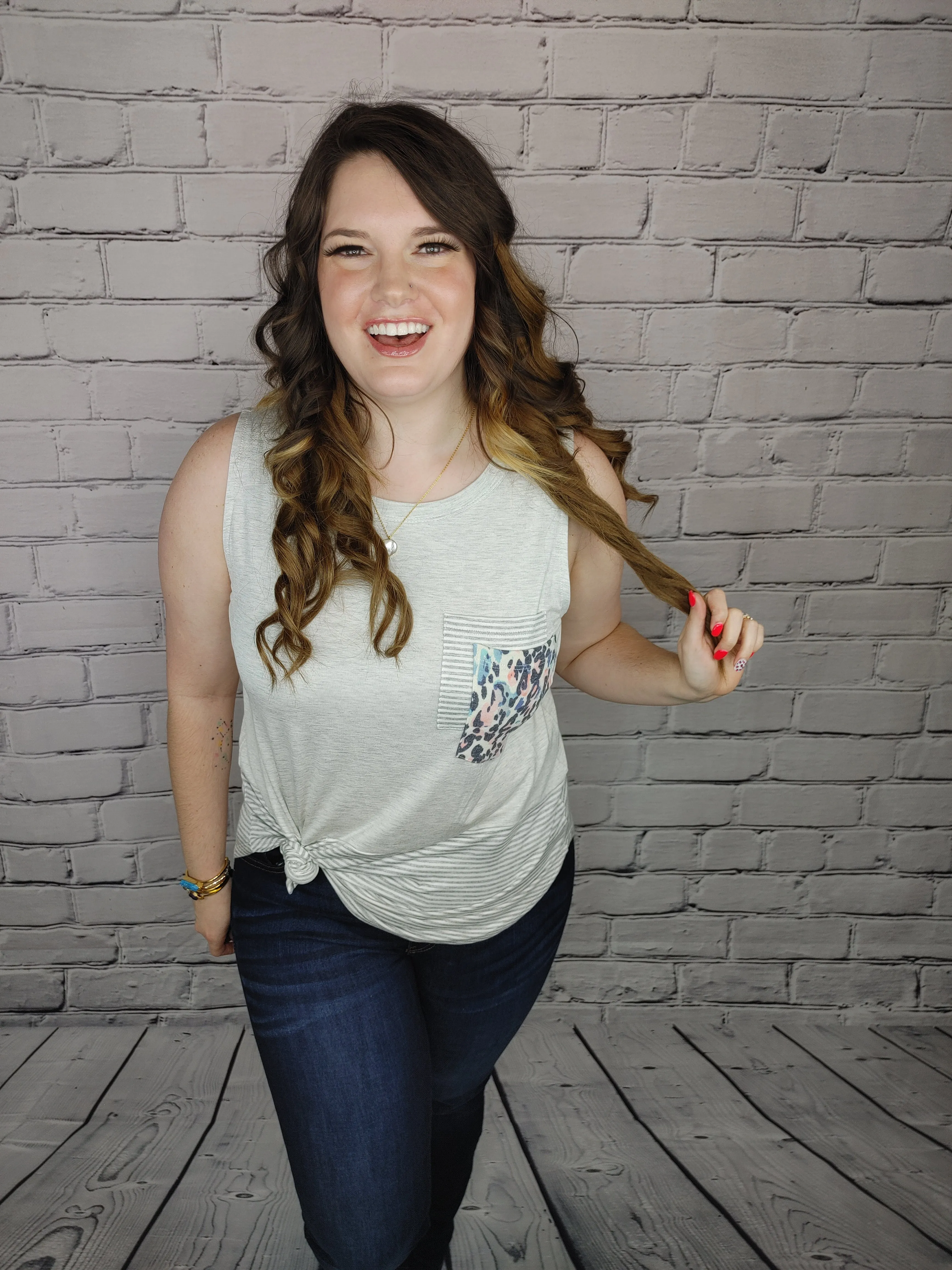 Calling You Mine Leopard Double Pocket Sleeveless Top