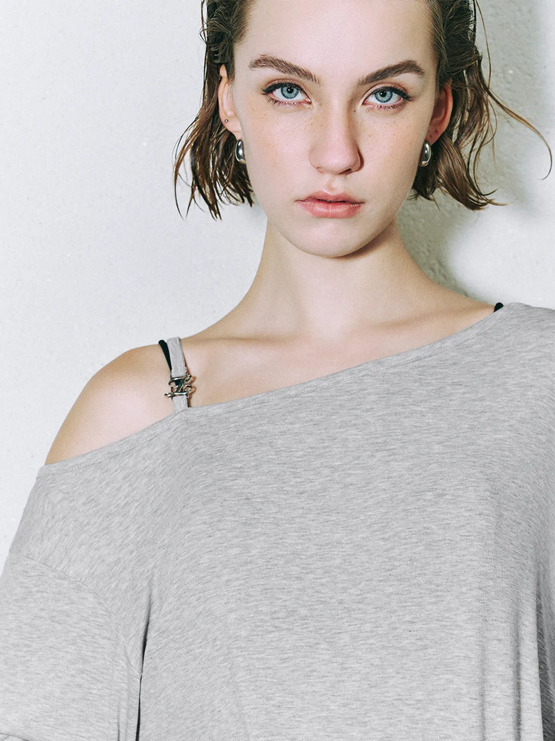 Cold Shoulder Loose T-Shirts
