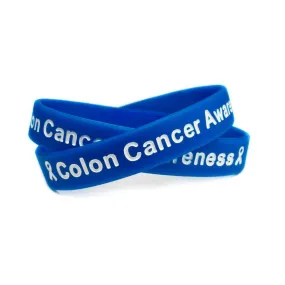 Colon Cancer Awareness Blue Wristband White Lettering - Youth 7"