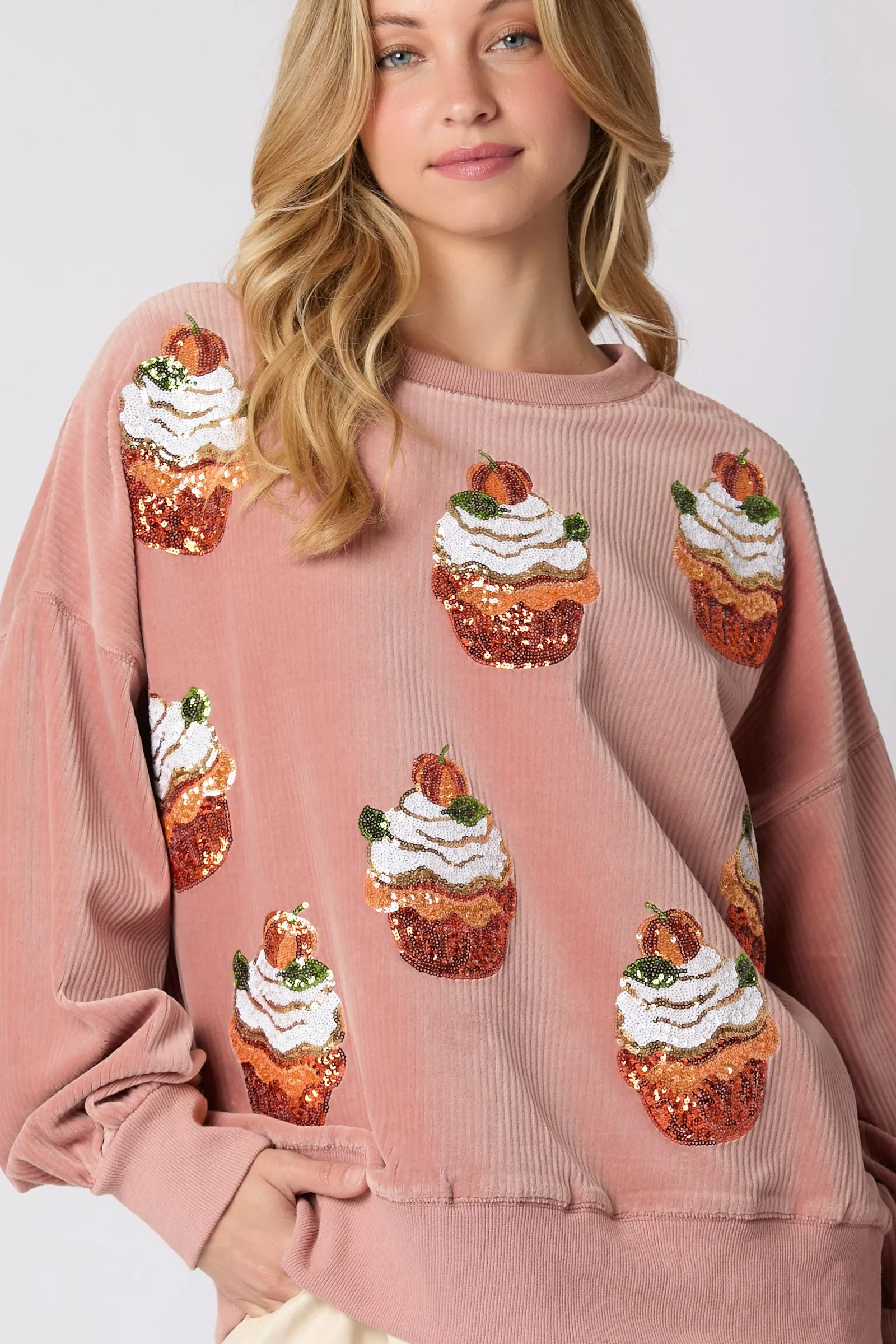 Corduroy Pumpkin Cupcake Sequins
