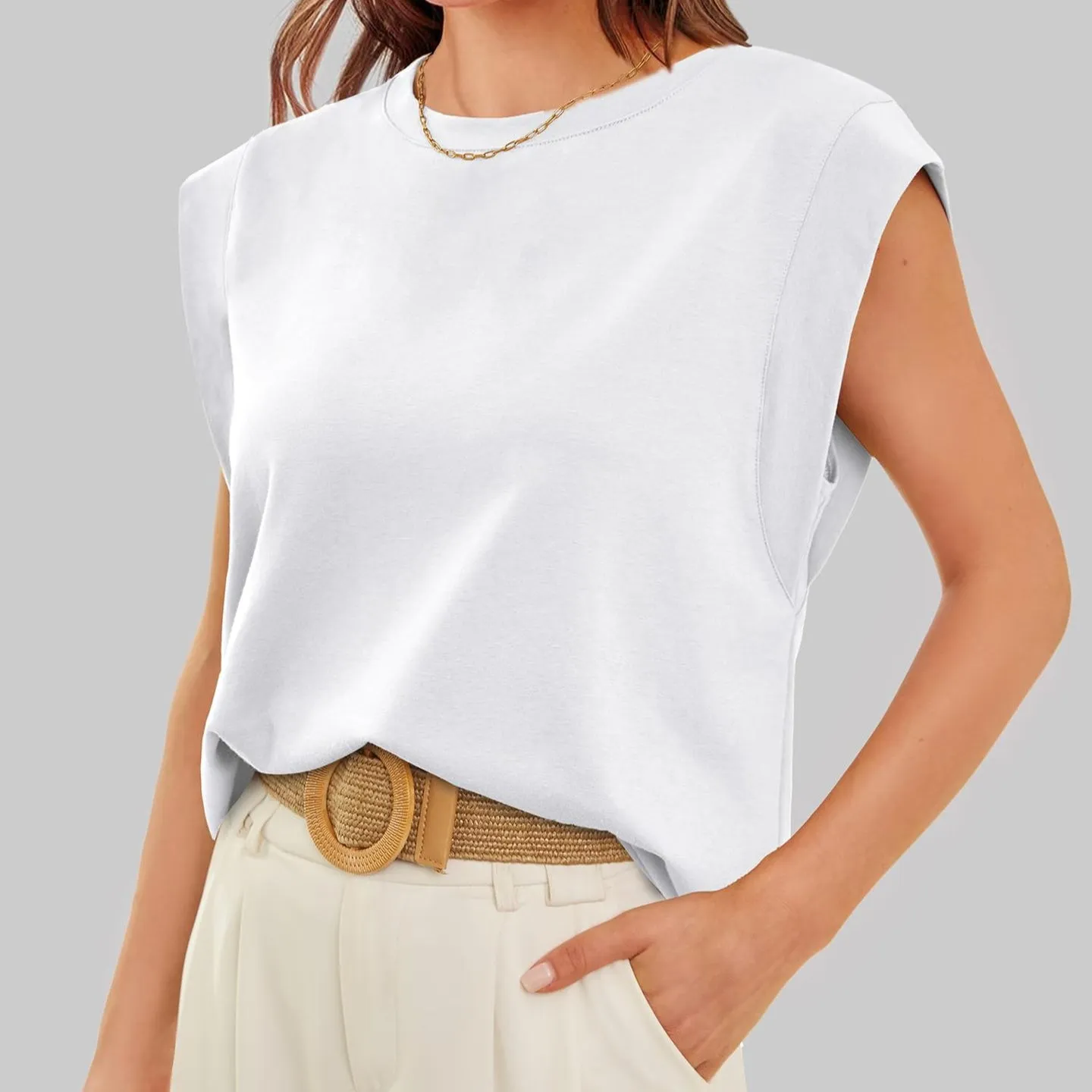 Crew Neck Loose Short Sleeve T-Shirt Striped Top Women's Vest
