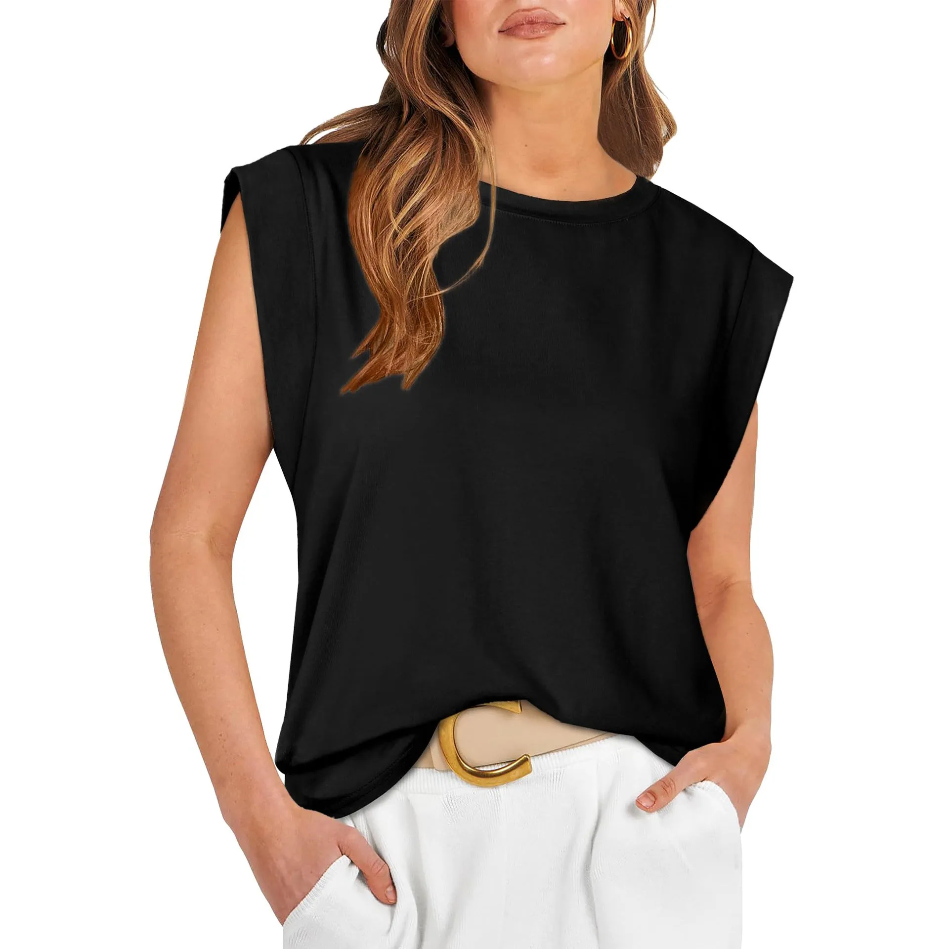 Crew Neck Loose Short Sleeve T-Shirt Striped Top Women's Vest