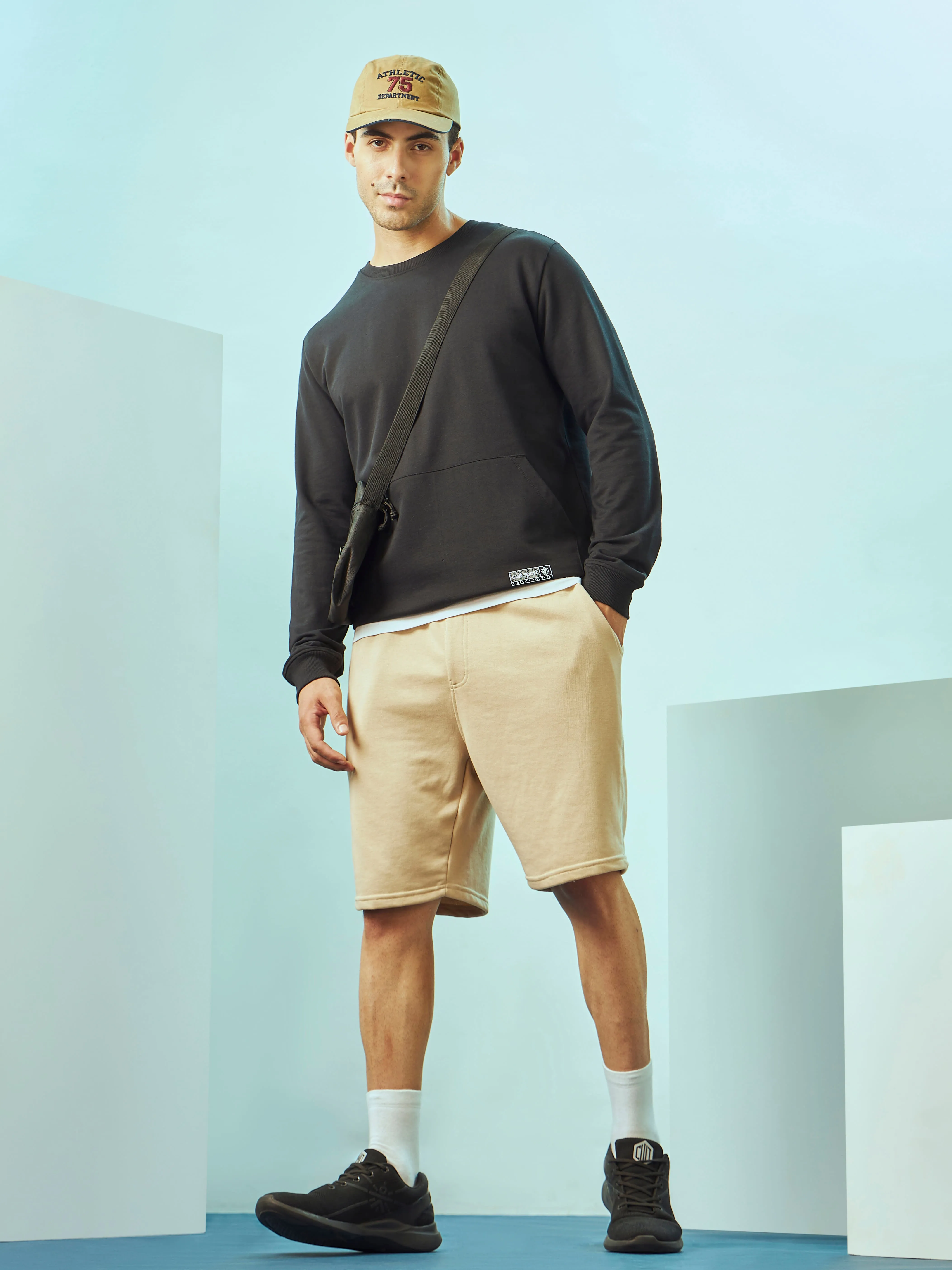 Crew Neck Sweatshirt with Kangaroo Pocket