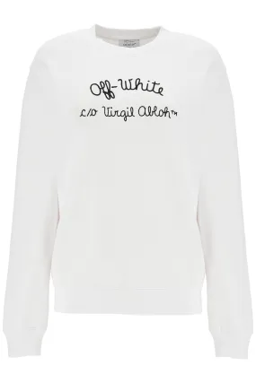 crewneck sweatshirt with OWBA055F24FLE004 WHITE - BLACK