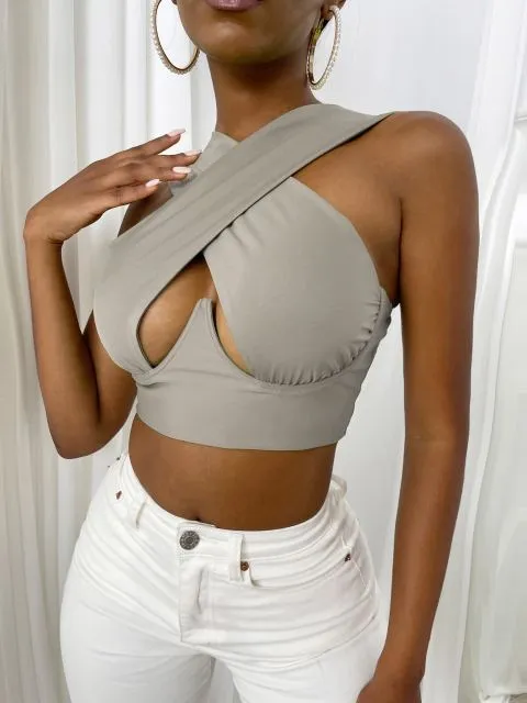 Criss-Cross Sleeveless Cut-Out Crop Top
