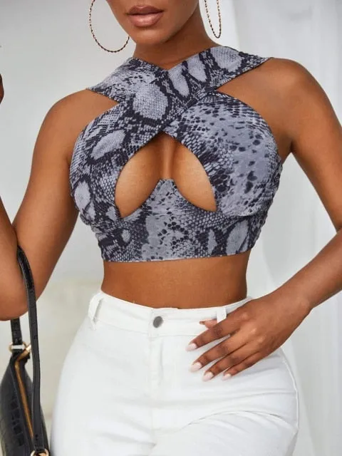 Criss-Cross Sleeveless Cut-Out Crop Top