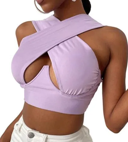 Criss-Cross Sleeveless Cut-Out Crop Top