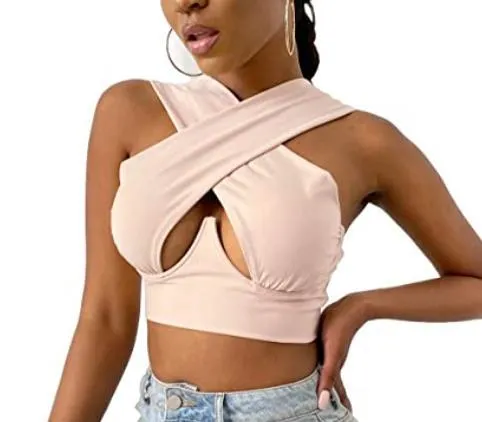 Criss-Cross Sleeveless Cut-Out Crop Top