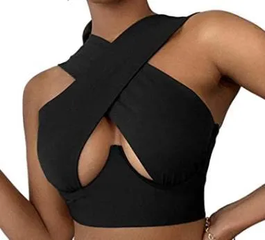 Criss-Cross Sleeveless Cut-Out Crop Top
