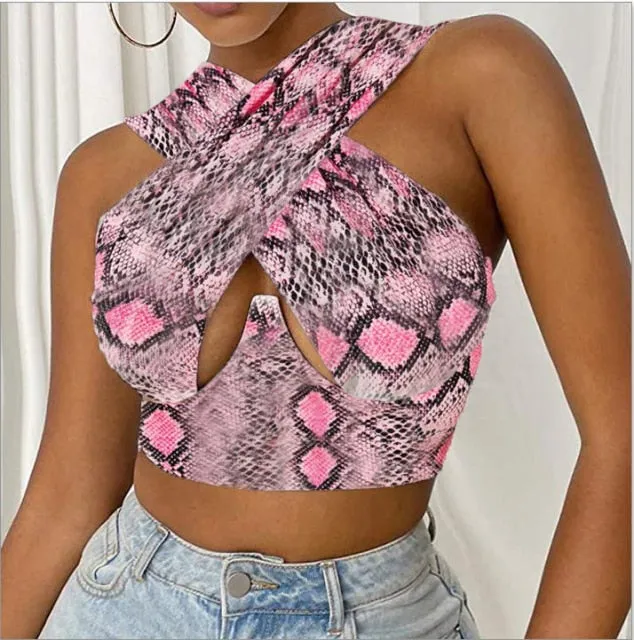 Criss-Cross Sleeveless Cut-Out Crop Top
