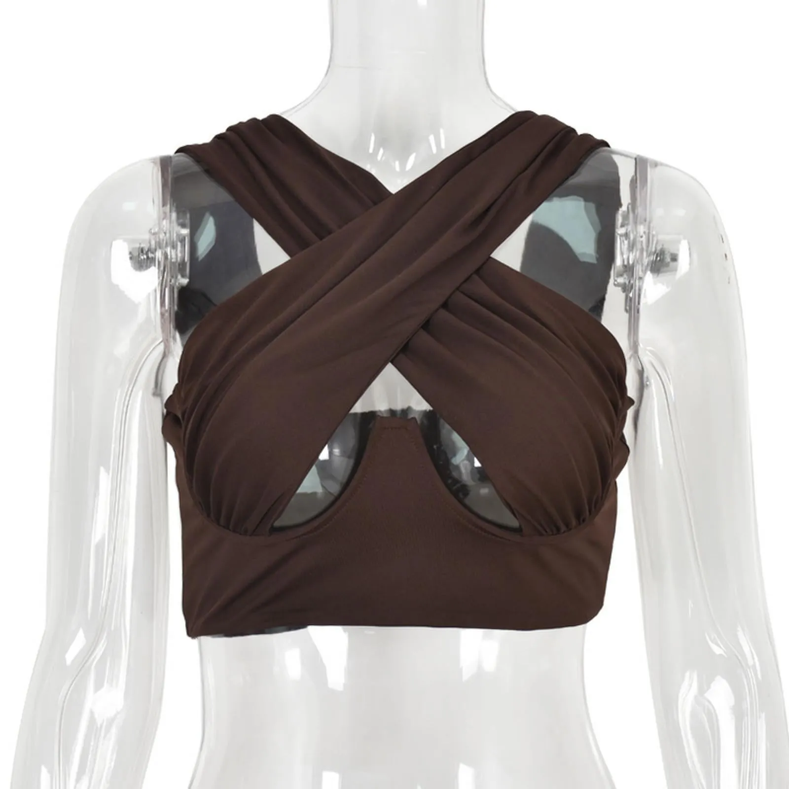 Criss-Cross Sleeveless Cut-Out Crop Top