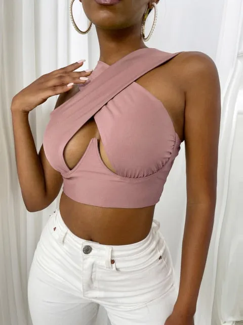 Criss-Cross Sleeveless Cut-Out Crop Top