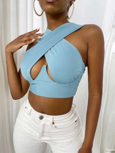 Criss-Cross Sleeveless Cut-Out Crop Top