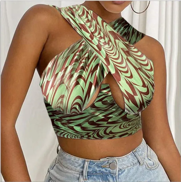 Criss-Cross Sleeveless Cut-Out Crop Top