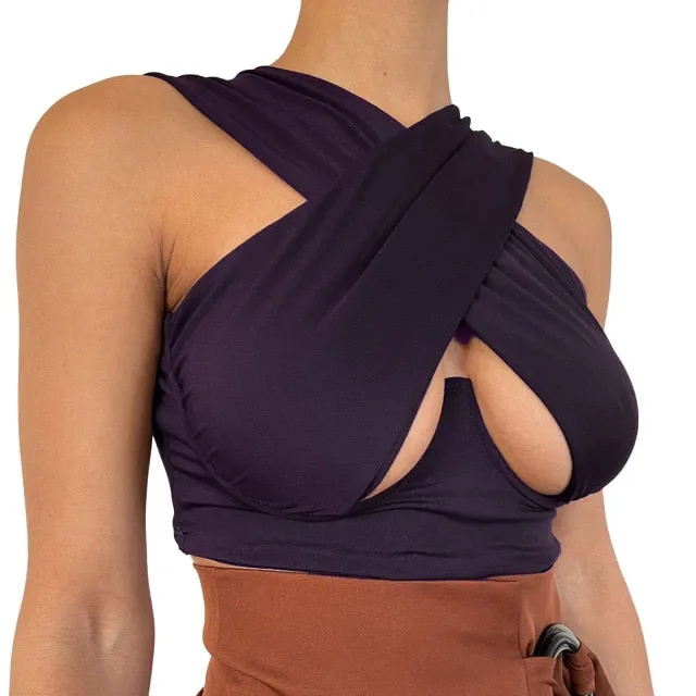 Criss-Cross Sleeveless Cut-Out Crop Top