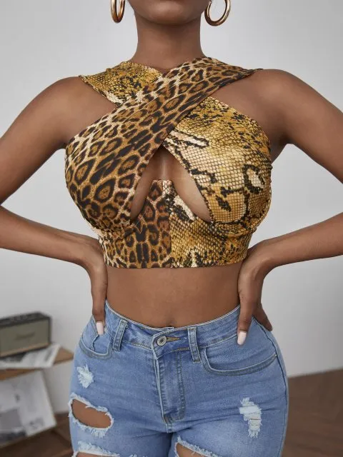 Criss-Cross Sleeveless Cut-Out Crop Top