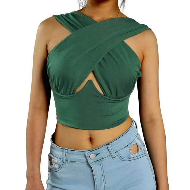 Criss-Cross Sleeveless Cut-Out Crop Top