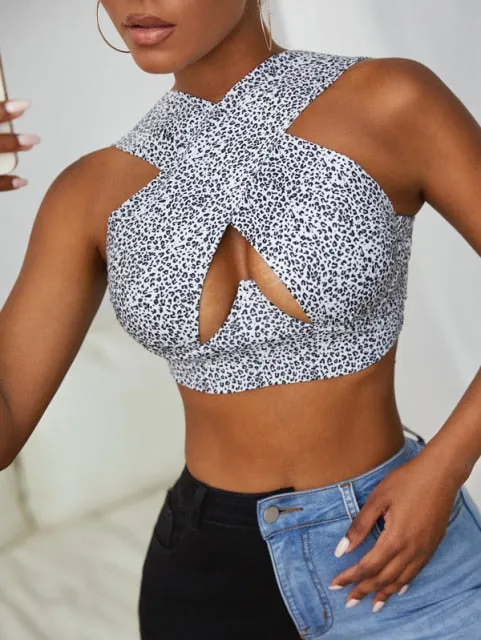 Criss-Cross Sleeveless Cut-Out Crop Top